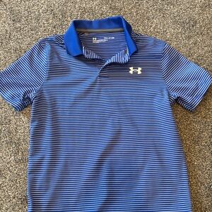 Under Armour Kids Polo in Blue and White Stripes